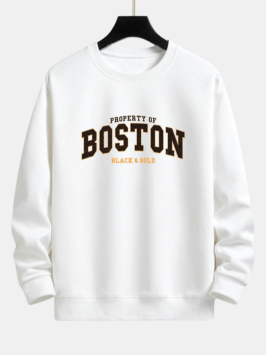 Sweat-shirt coupe décontractée à imprimé Boston