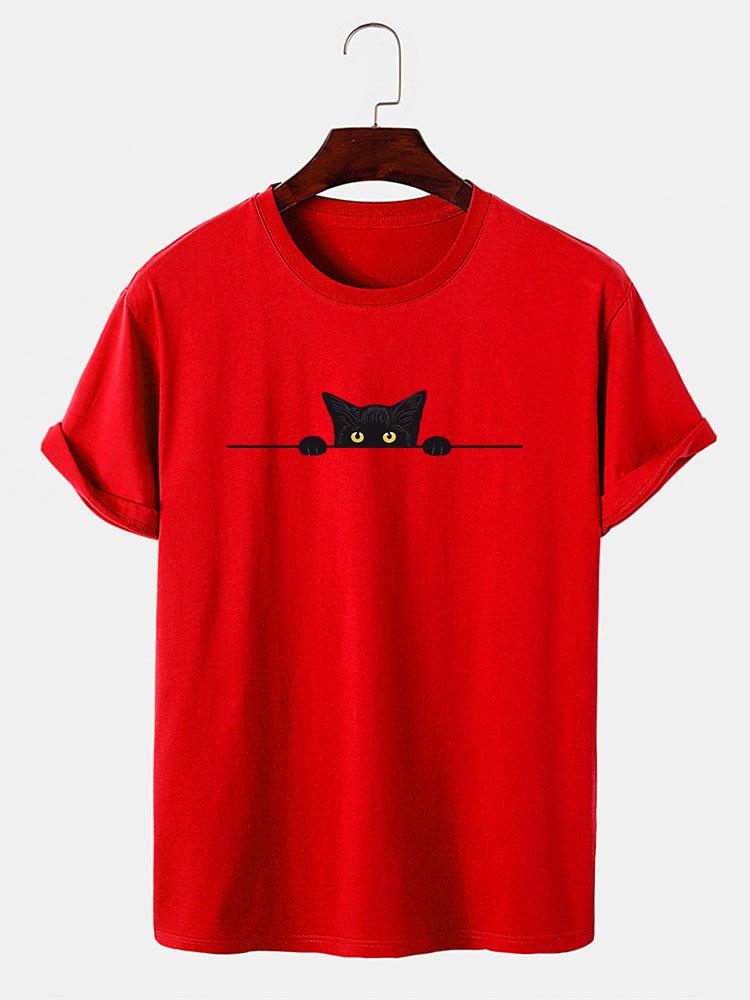 Black Cat Print T-Shirt