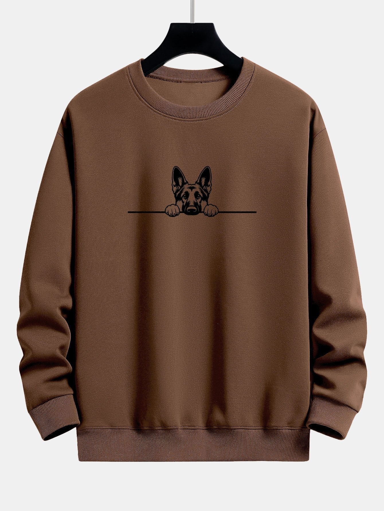 Peeking German Shepherd Dog Print Relax Fit Sweatshirt