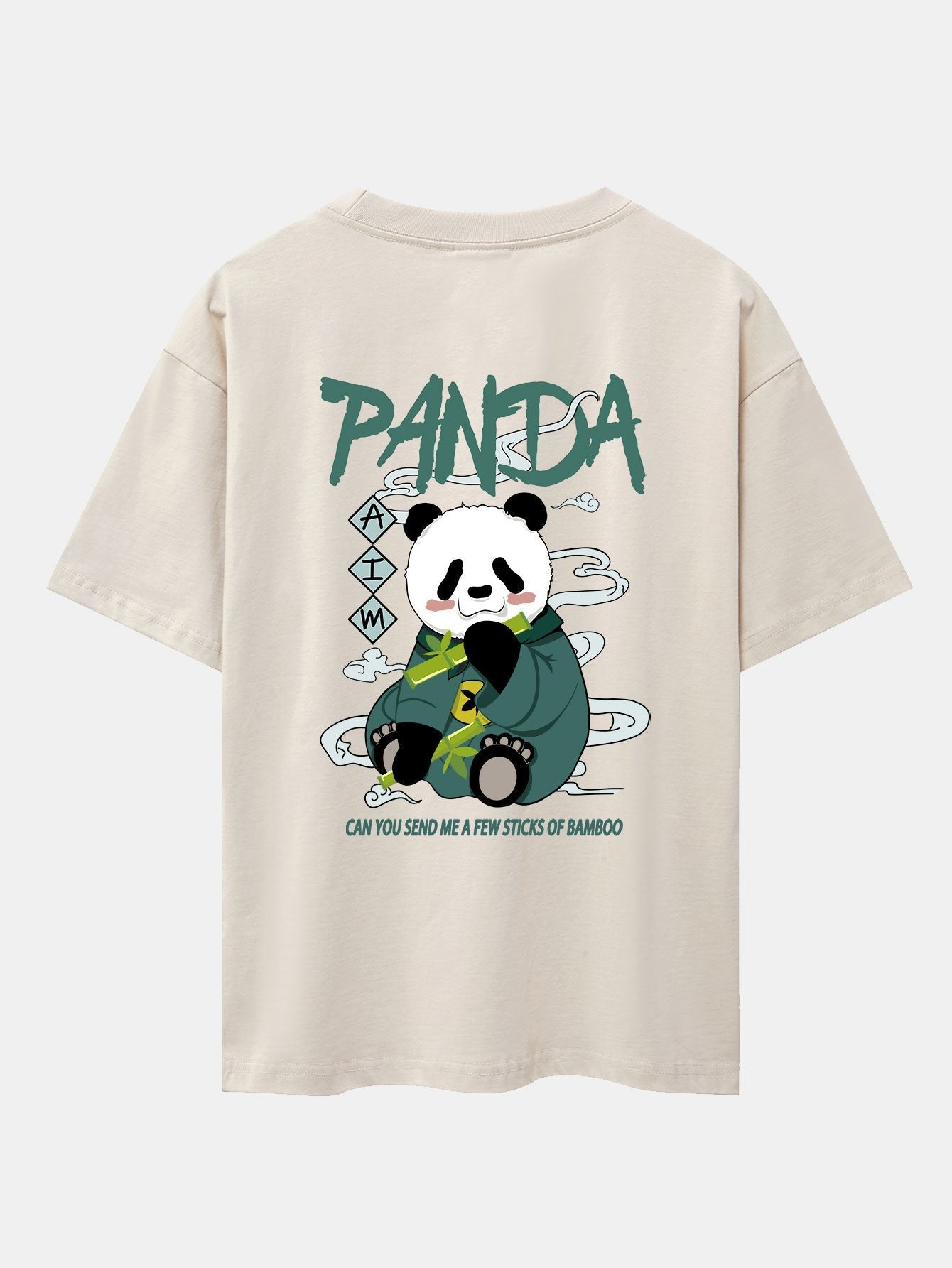 Cute Panda Back Print Oversize T-Shirt