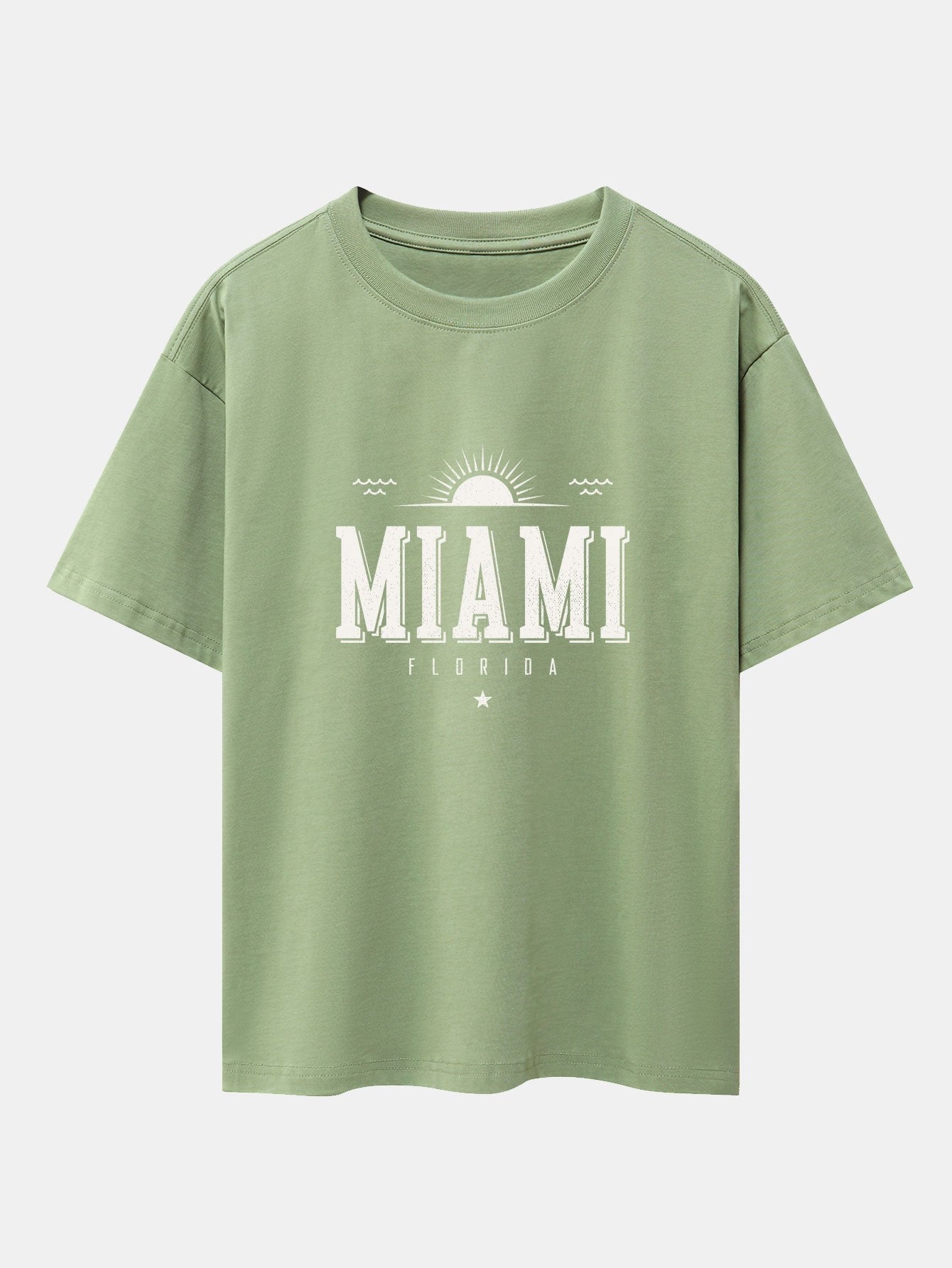 Vintage Miami Letter Print Heavy Weight Oversize T-Shirt