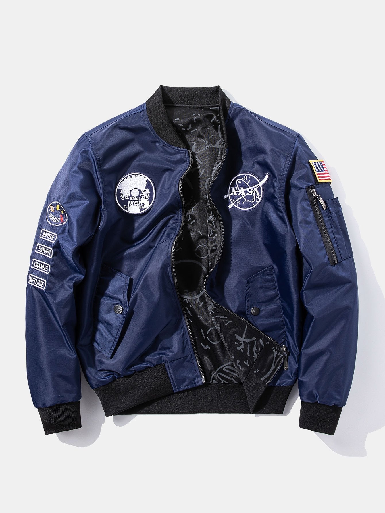 Blouson aviateur réversible à patch brodé de la NASA