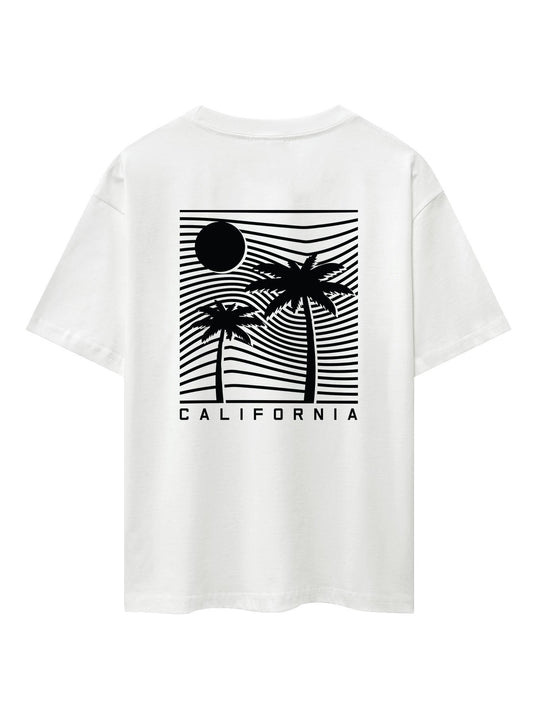 California Palm Tree Back Print Heavy Weight Oversize T-Shirt