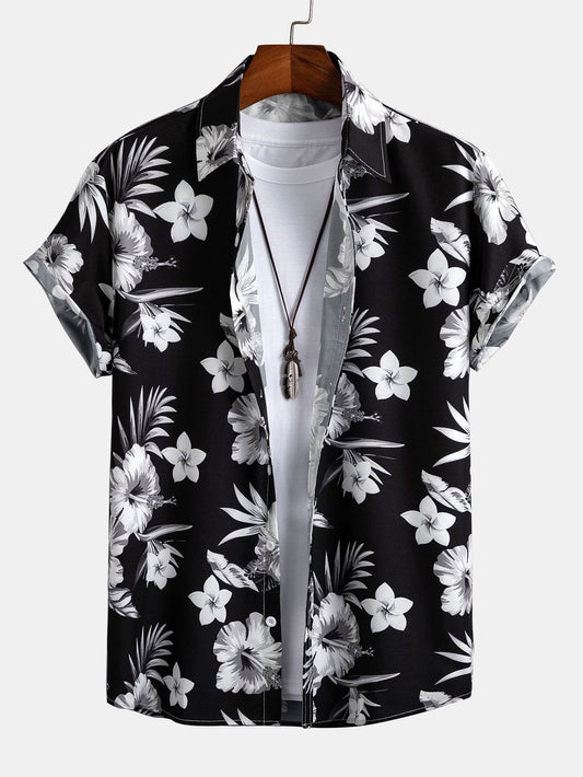 Chemise boutonnée à imprimé floral tropical