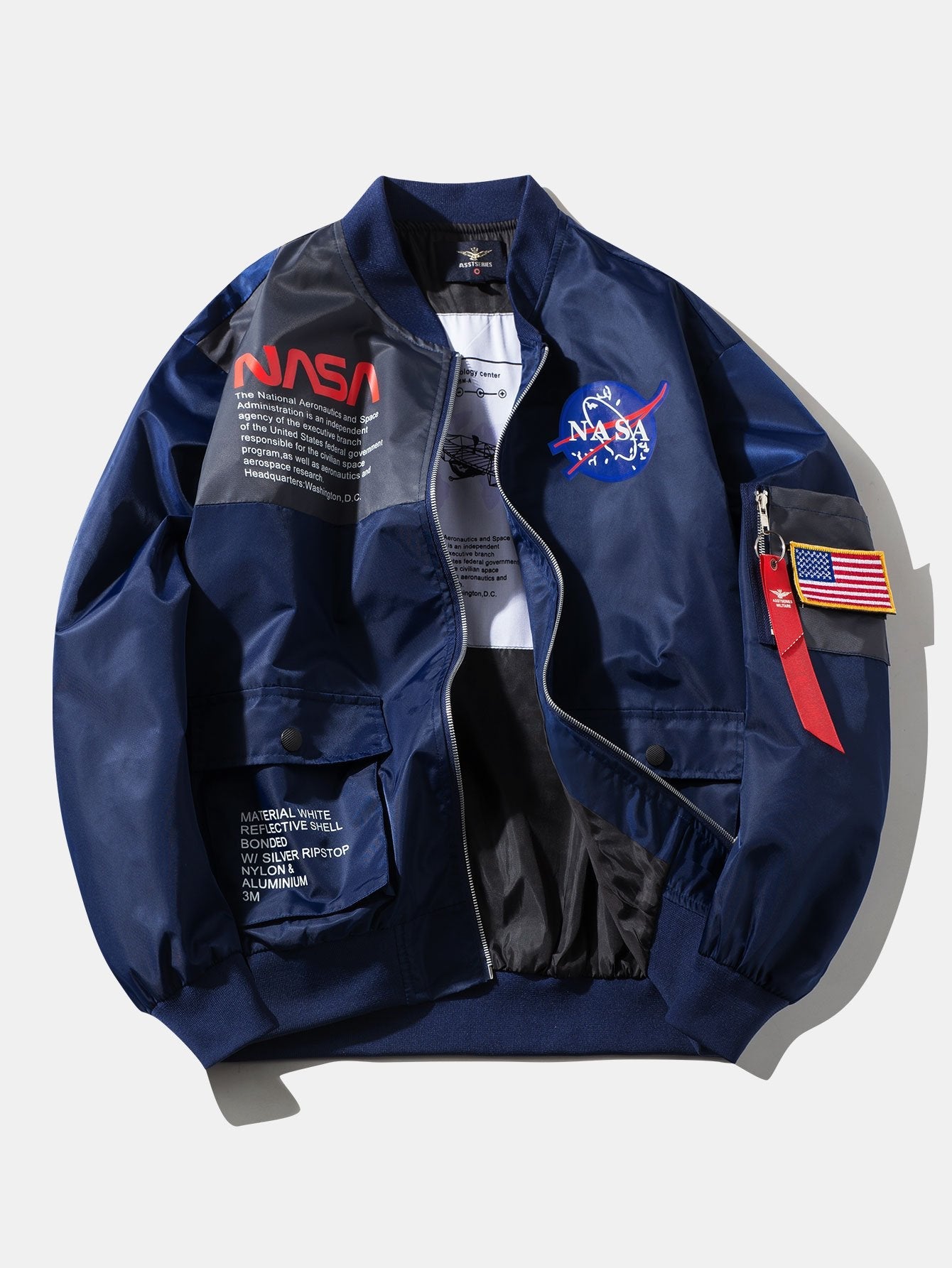 Oversized NASA Print Bomber Jacket