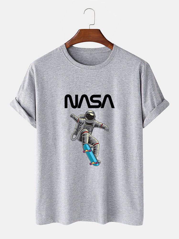 NASA Skateboard Astronaut Print T-Shirt