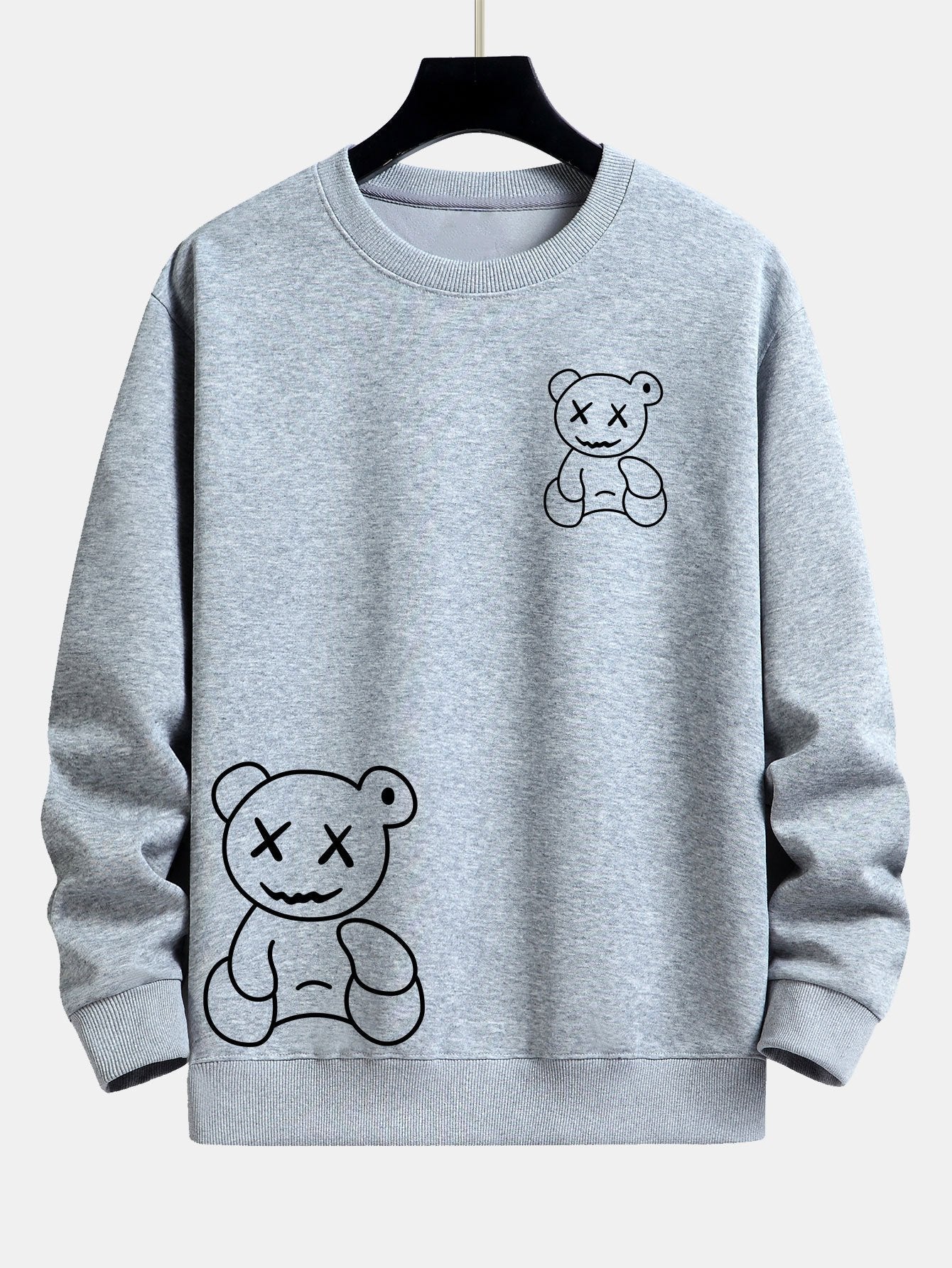 Line Shaped Bear Print Relax Fit Sweatshirt