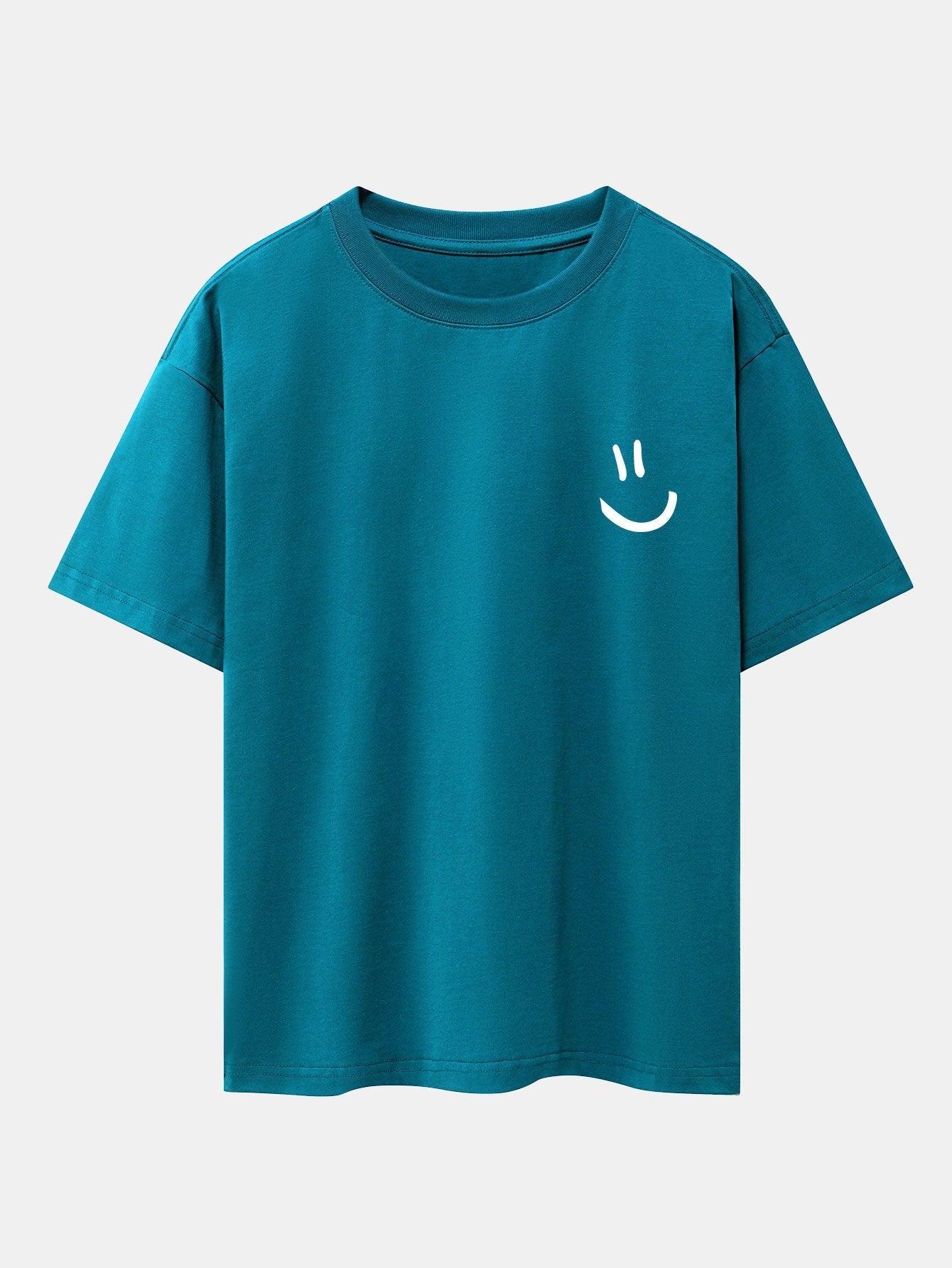 Smiley Face Print Drop Shoulder Oversize T-Shirt