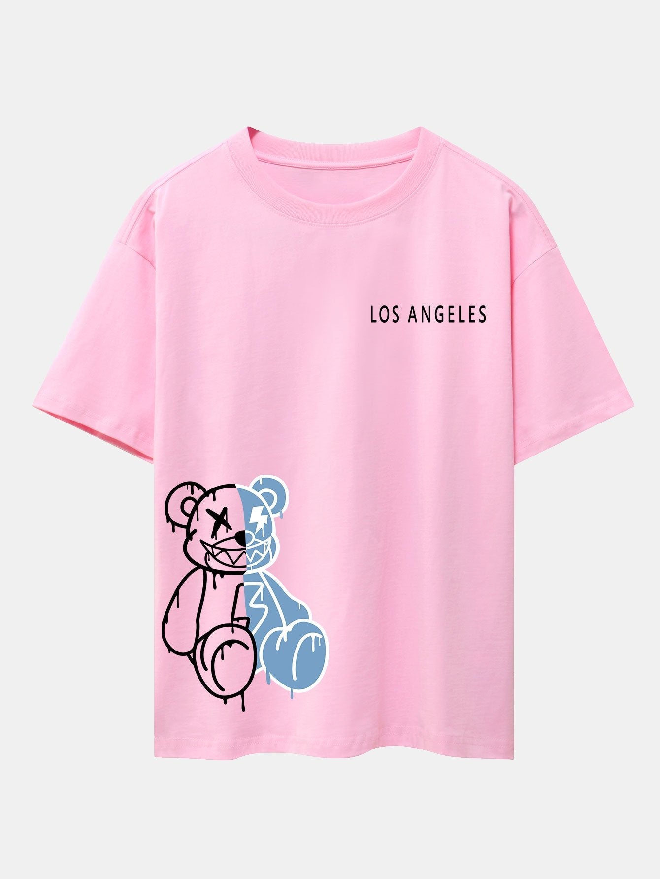 Los Angeles Dissolving Bear Print Drop Shoulder Oversize T-Shirt