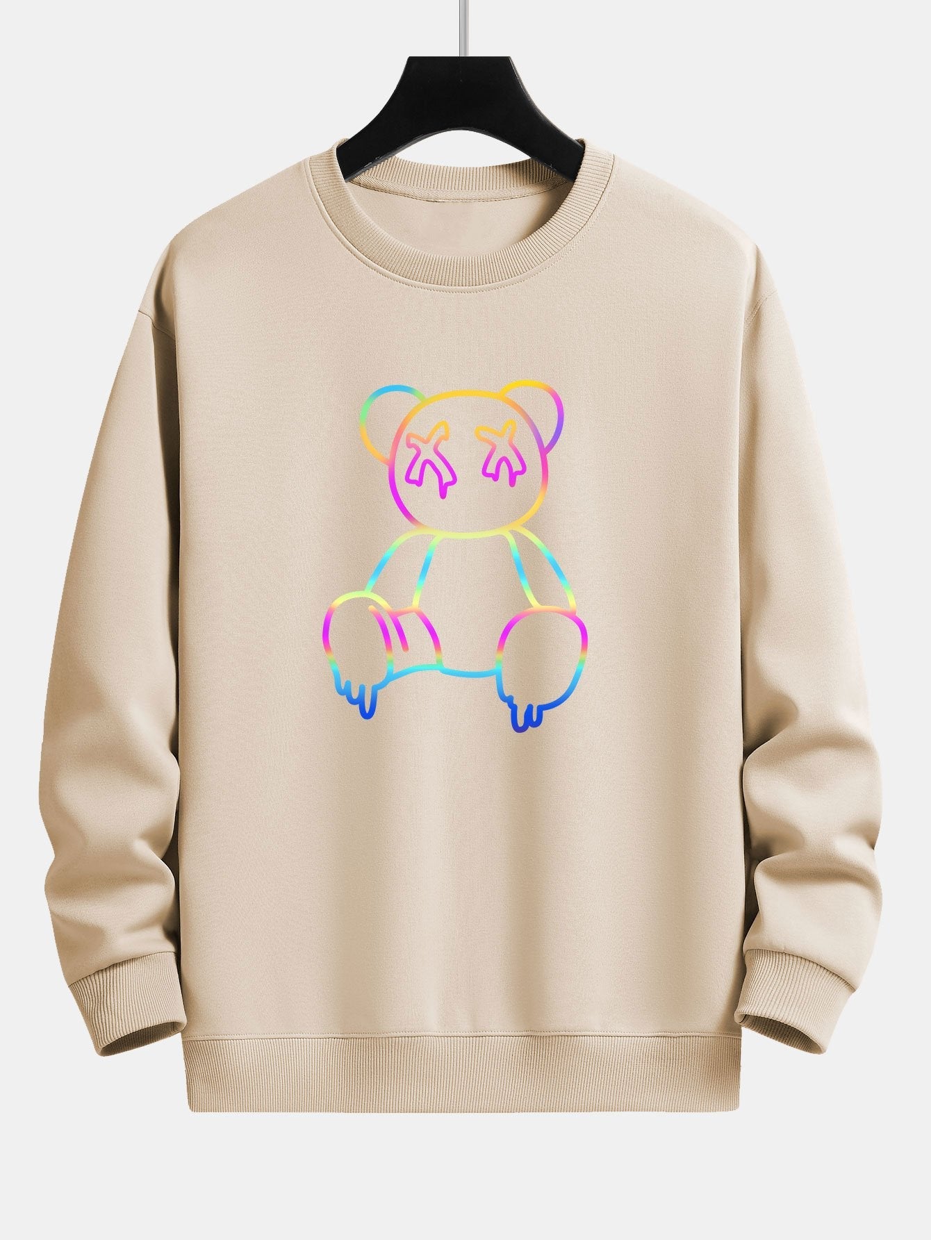 Gradient Dissolving Bear Print Relax Fit Sweatshirt