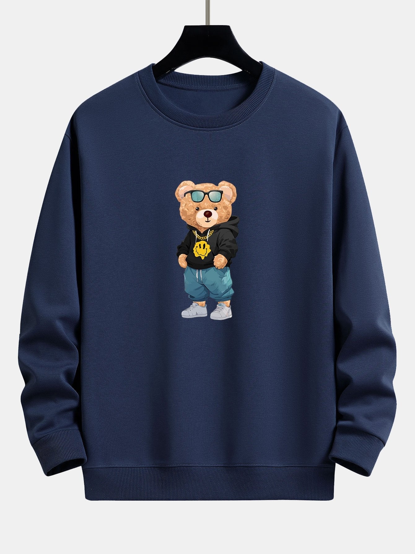 Sweat-shirt coupe décontractée à imprimé ours Hip Hop