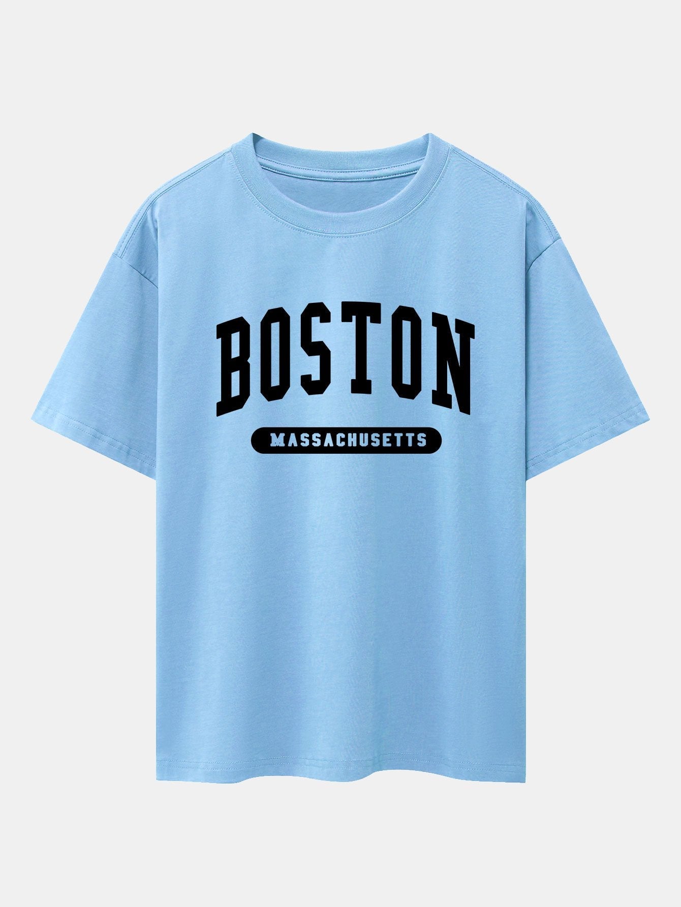 Boston Slogan Print Drop Shoulder Oversize T-Shirt