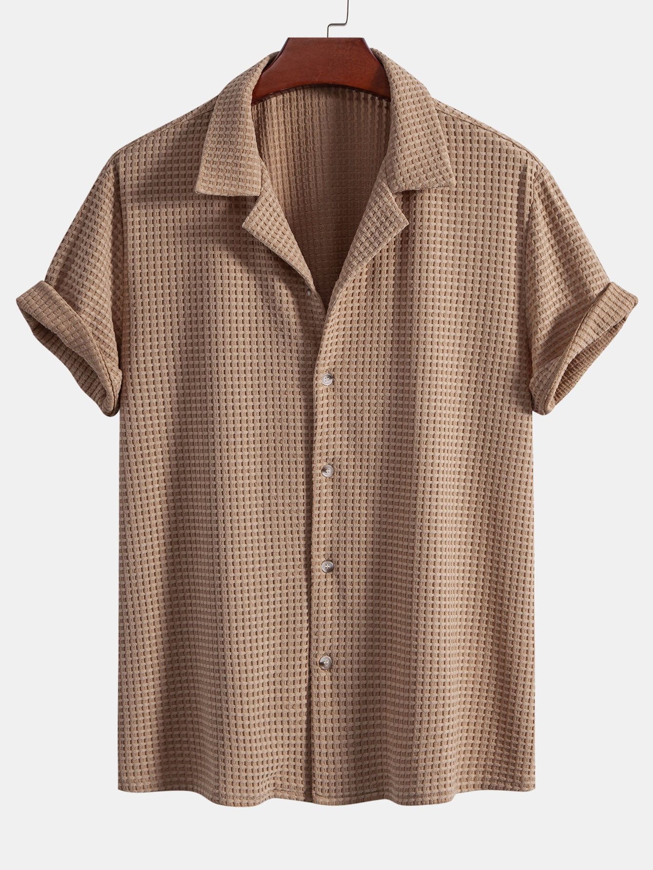 Short Sleeve Waffle Cuban Shirt