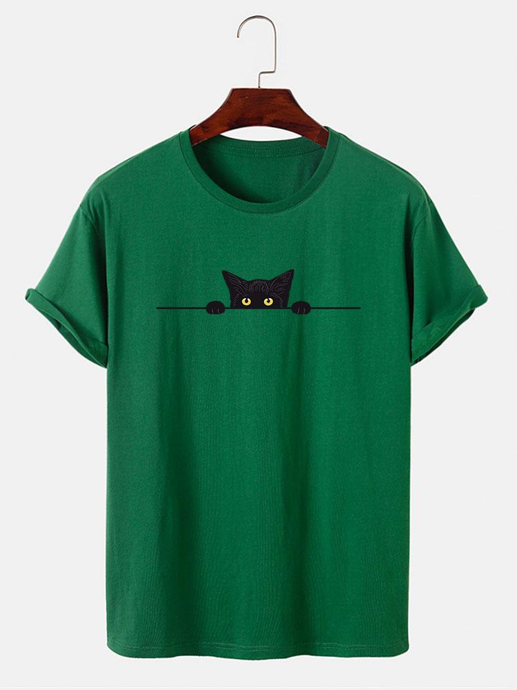 Black Cat Print T-Shirt