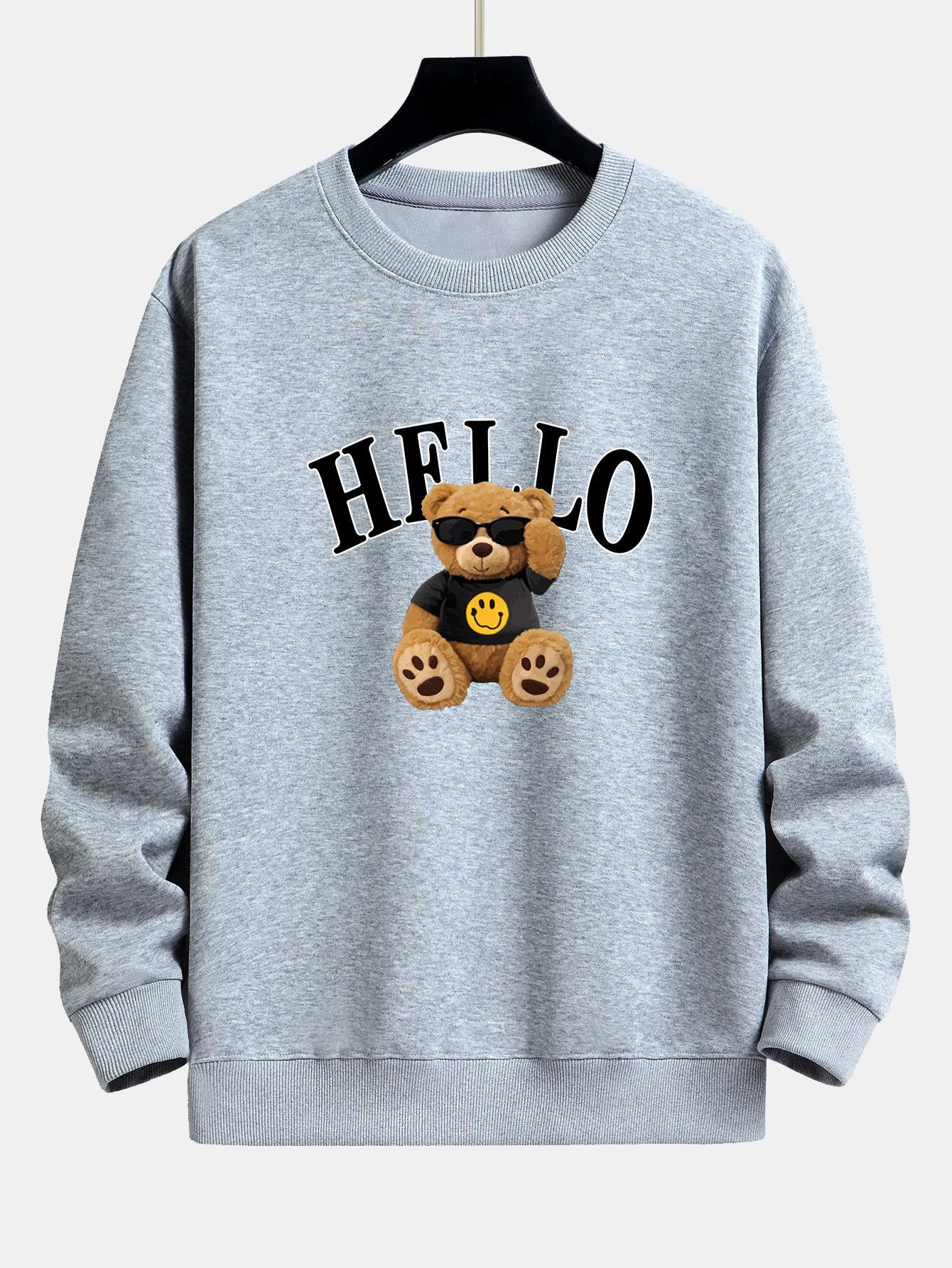 Hello Sunglasses - Sweat-shirt coupe décontractée à imprimé ours