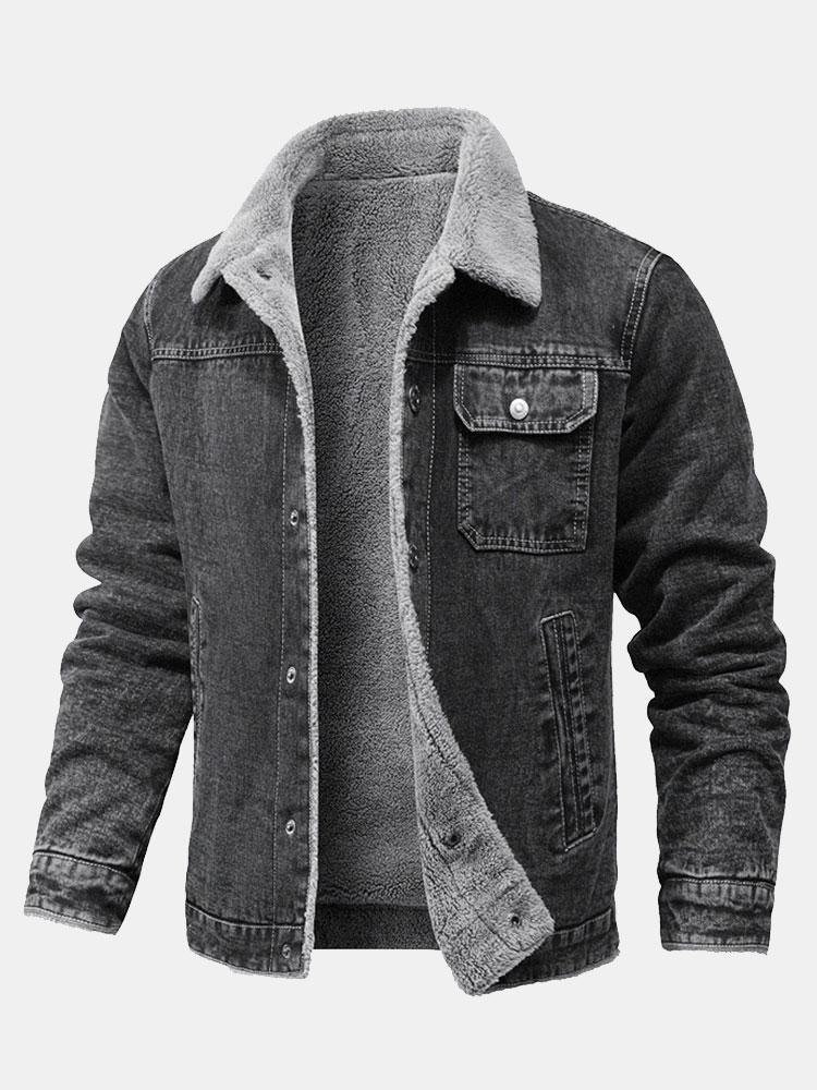 Veste en jean délavé doublée Teddy