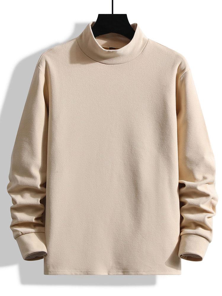 Fleece Long Sleeve Mock Neck T-Shirt