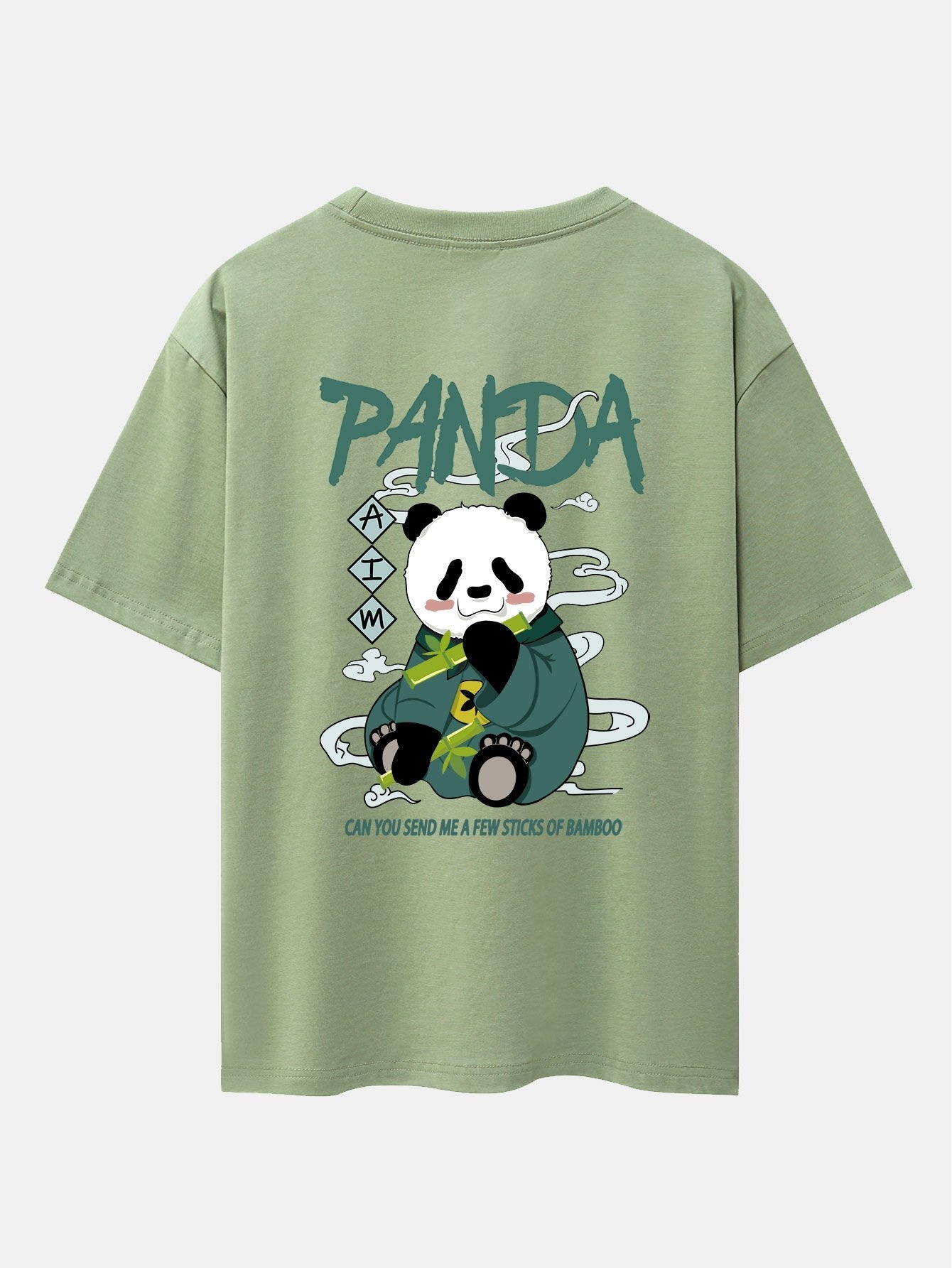 Cute Panda Back Print Oversize T-Shirt