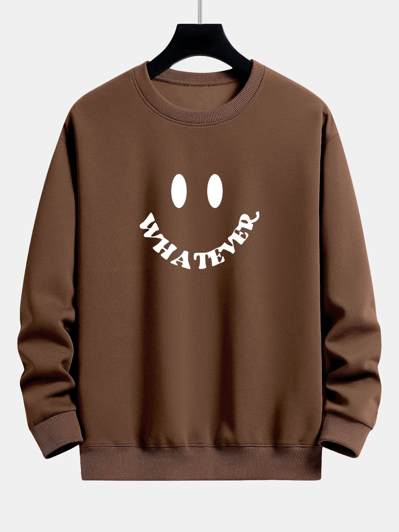 Sweat-shirt coupe décontractée à imprimé smiley et slogan