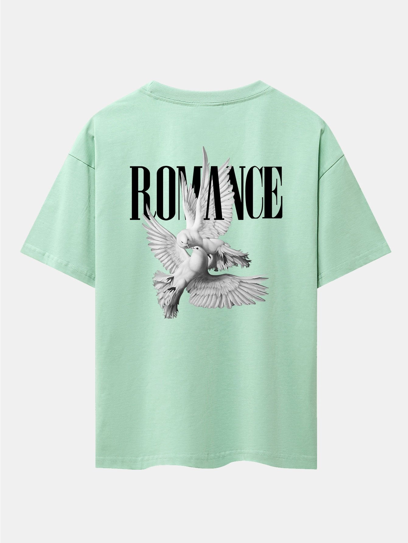 Romance Pigeon Slogan Back Print Drop Shoulder Oversize T-Shirt