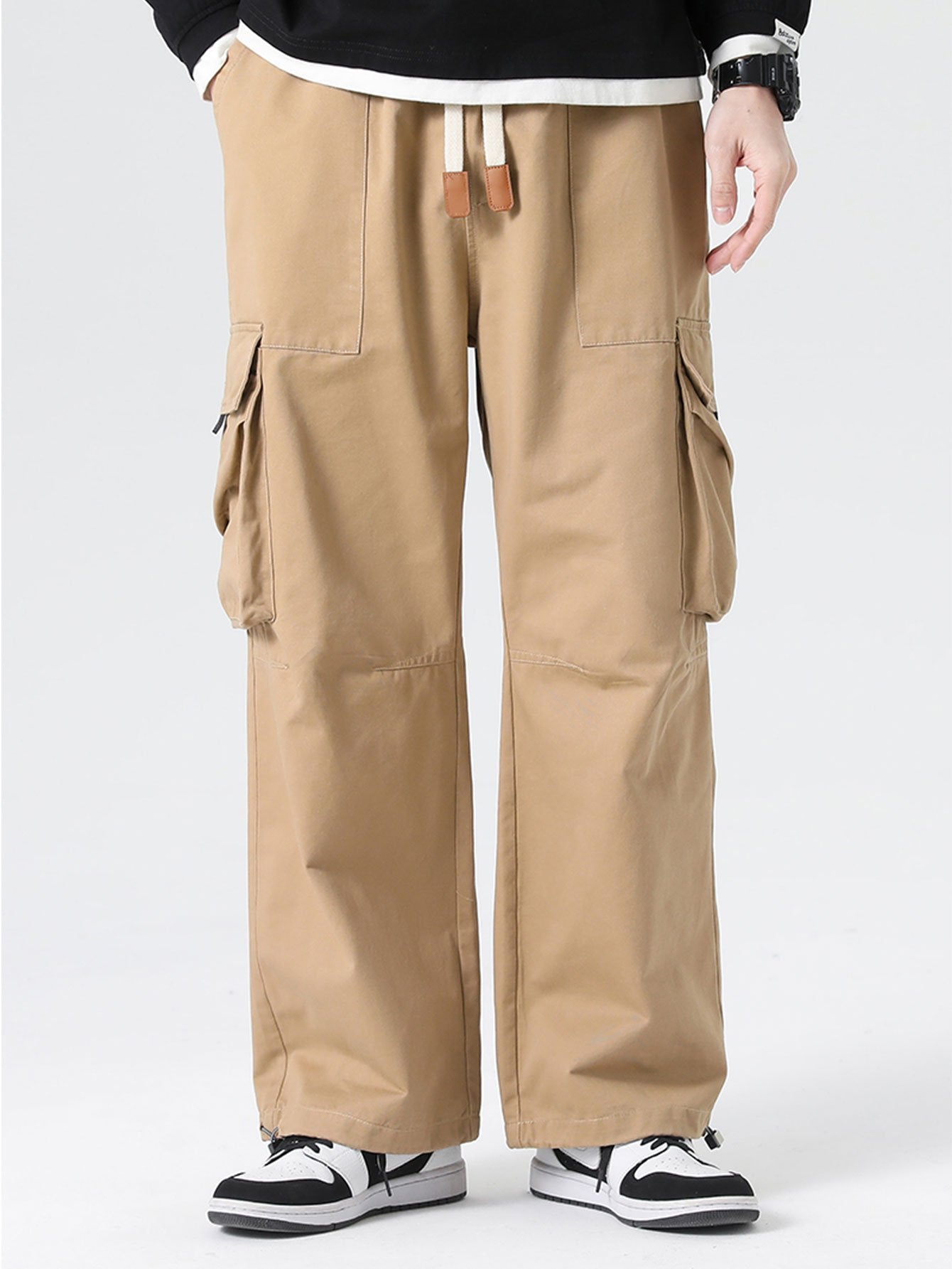 Elastic Drawstring Cuff Parachute Cargo Pants