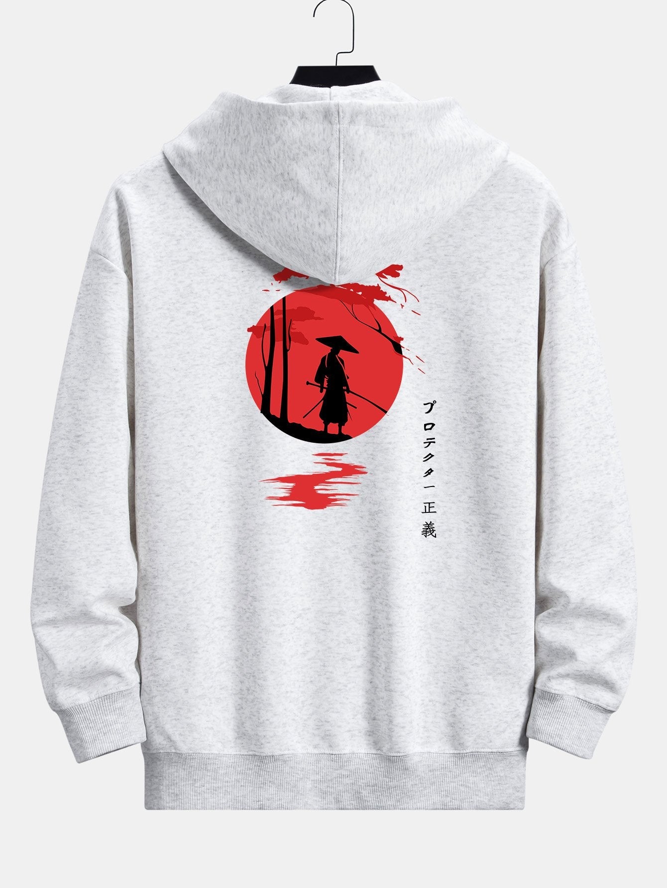 Sweat à capuche coupe décontractée avec slogan Samurai imprimé au dos