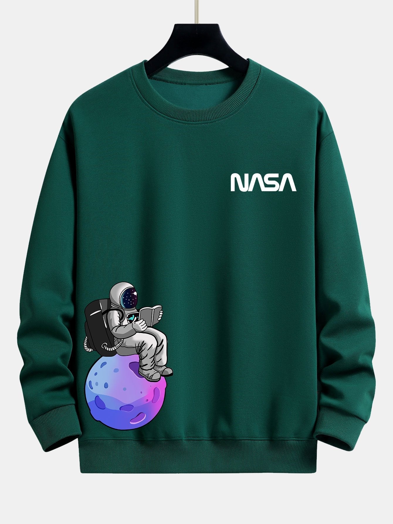 NASA Astronaut Reading Book Print Relax Fit Sweatshirt