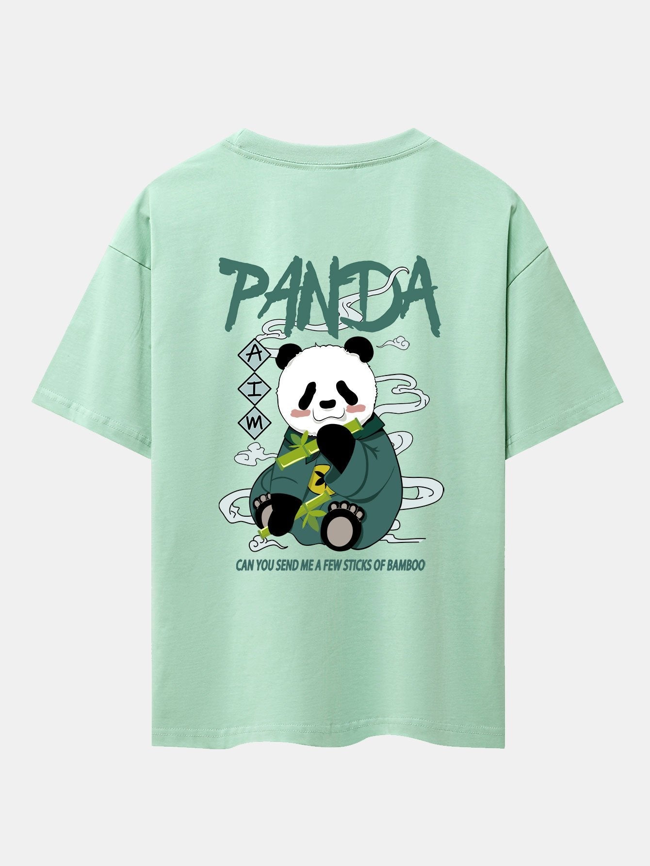 Cute Panda Back Print Oversize T-Shirt