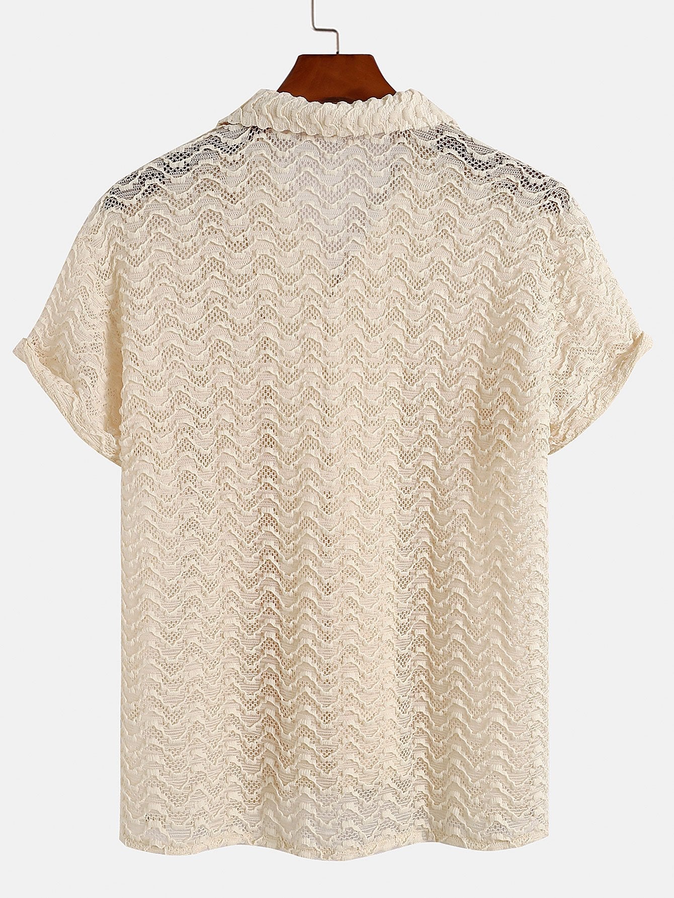 Chemise cubaine texturée en jacquard ondulé