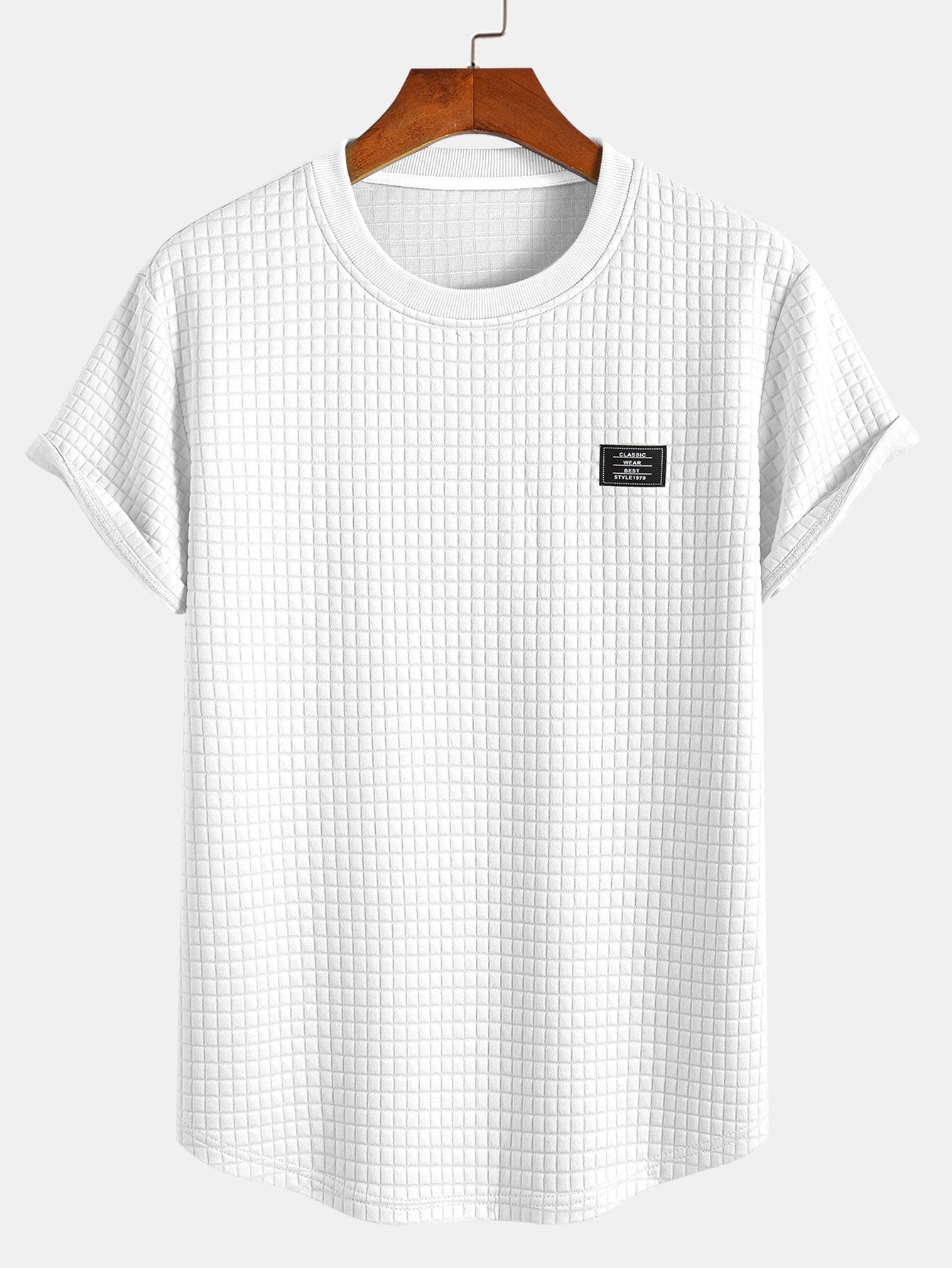 Short Sleeve Waffle Arc Hem T-Shirt