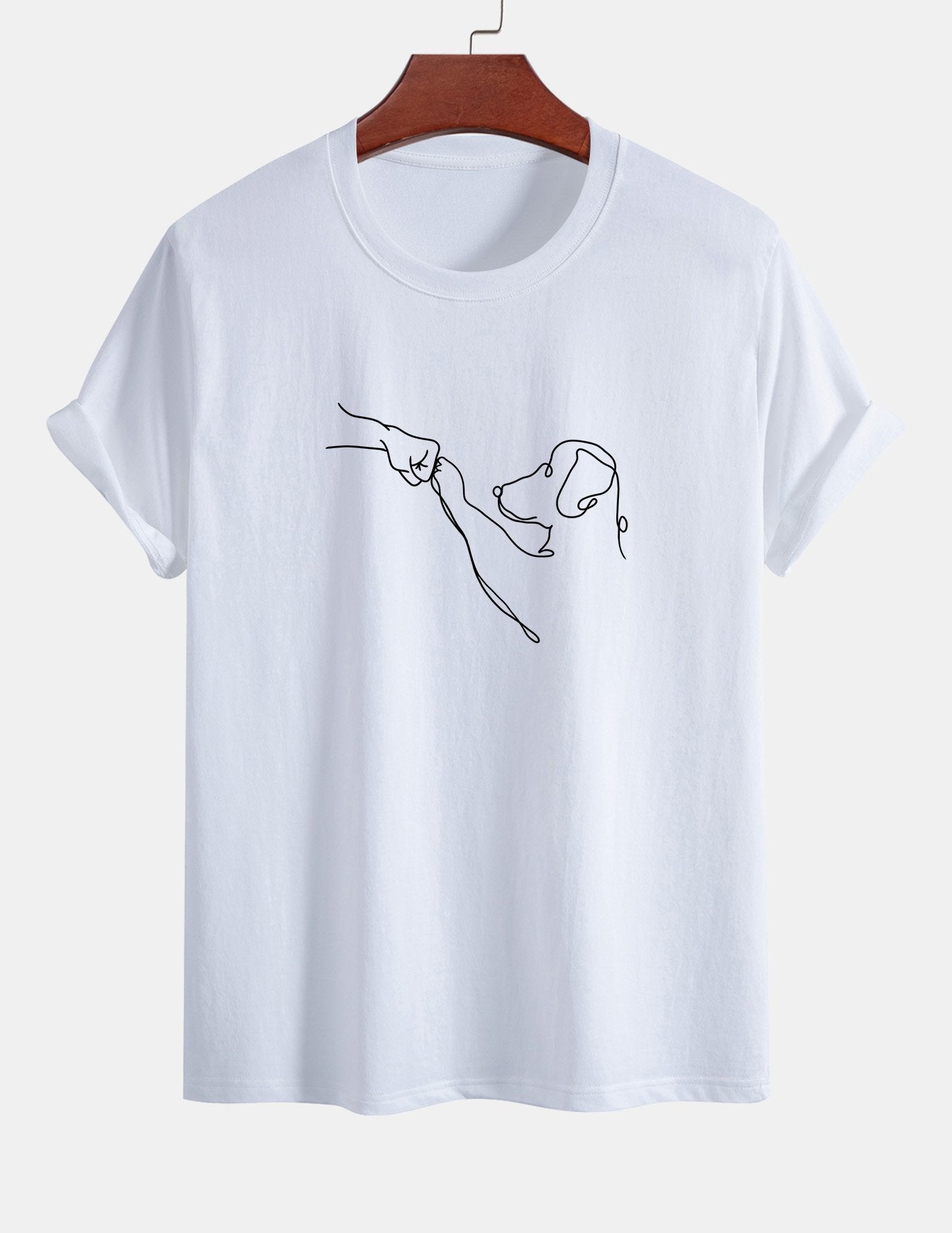 T-shirt en coton imprimé dessin au trait coupe classique