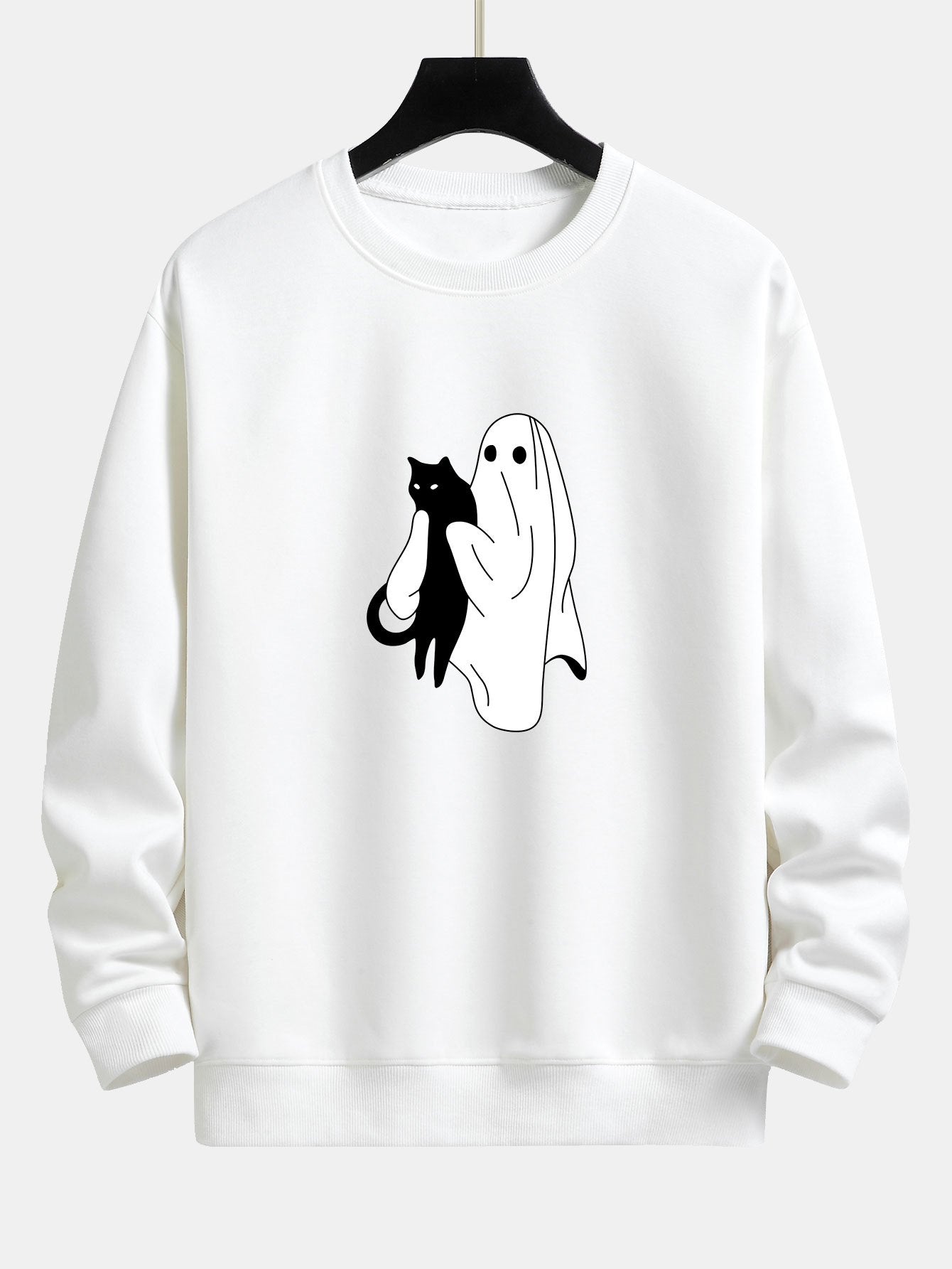 Ghost Black Cat Print Relax Fit Sweatshirt