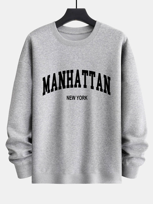 Sweat-shirt coupe décontractée à imprimé Manhattan