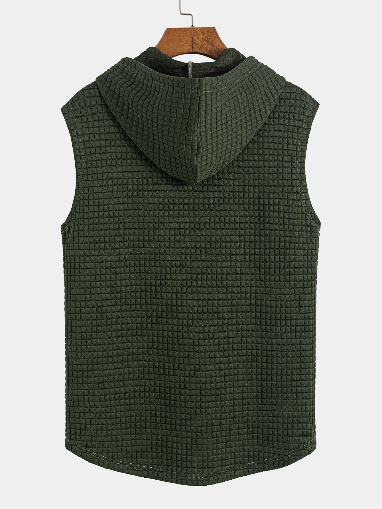 Sleeveless Waffle Hooded Vest