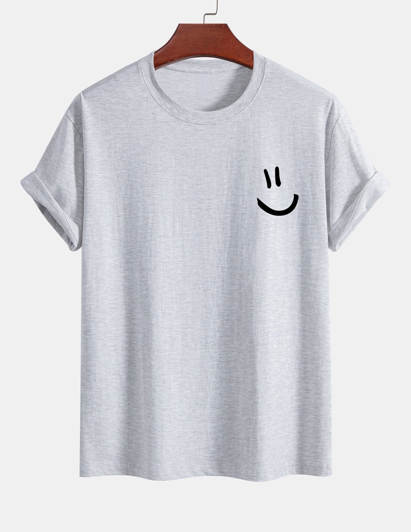 Regular Fit Smiley Face Print Cotton T-Shirt