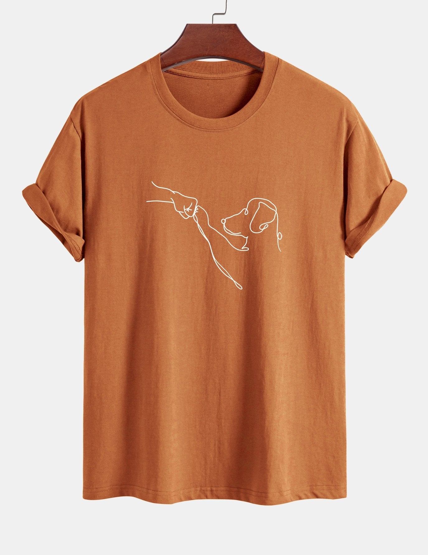 T-shirt en coton imprimé dessin au trait coupe classique