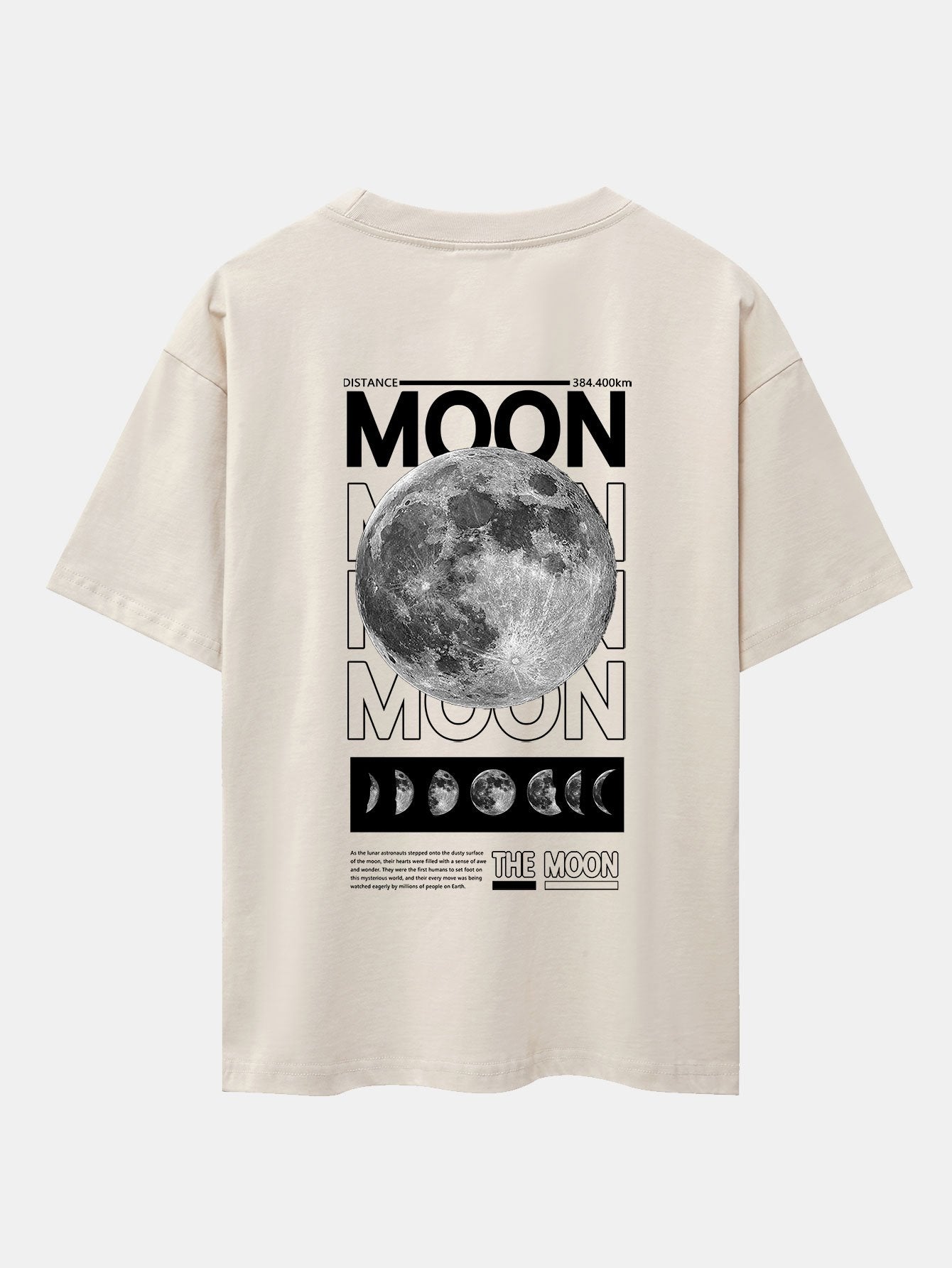 Moon Back Print Drop Shoulder Oversize T-Shirt