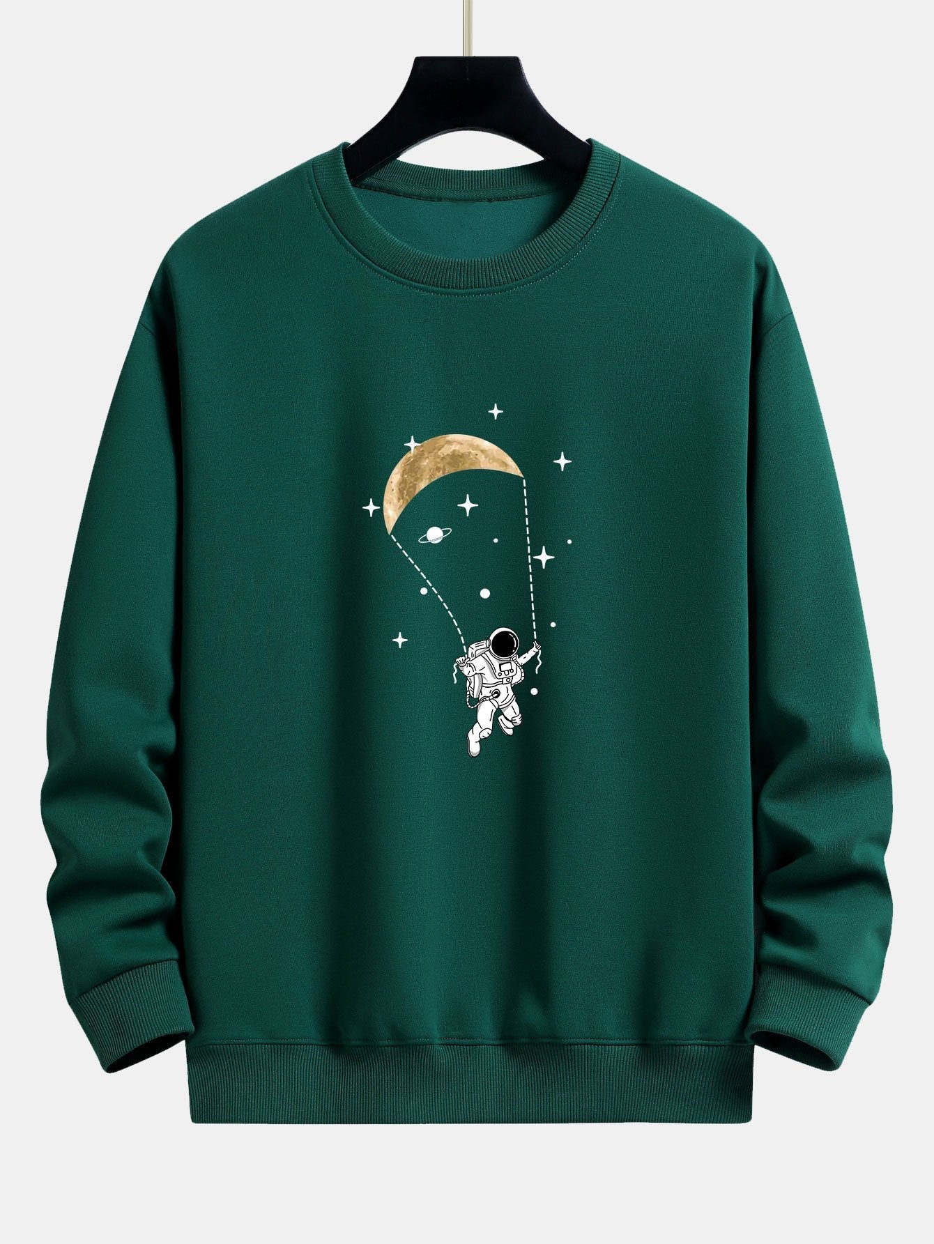 Sweat-shirt coupe décontractée à imprimé astronaute et lune