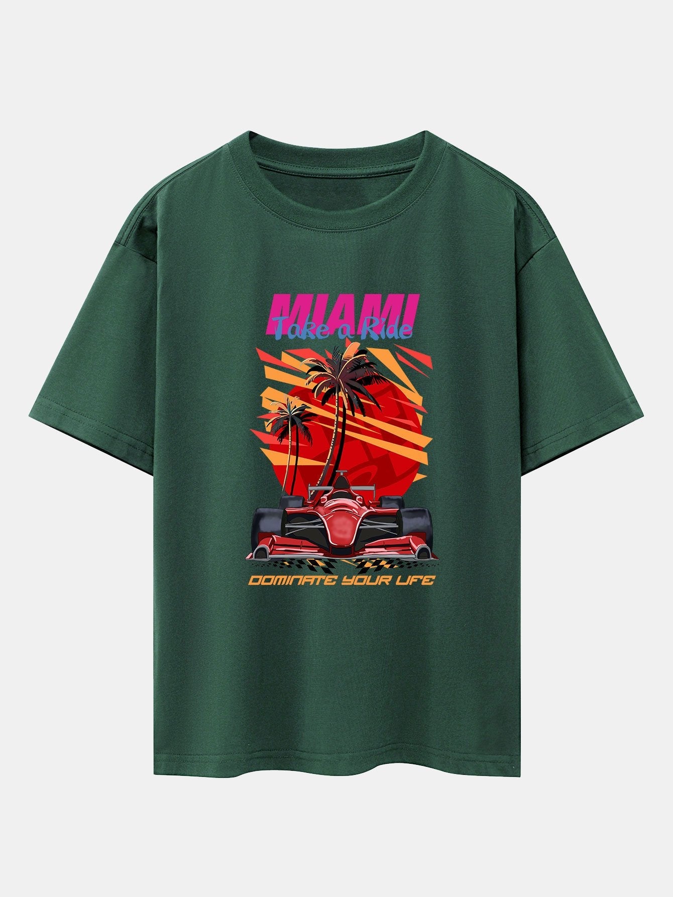 Miami F1 Racing Print Drop Shoulder Oversize T-Shirt