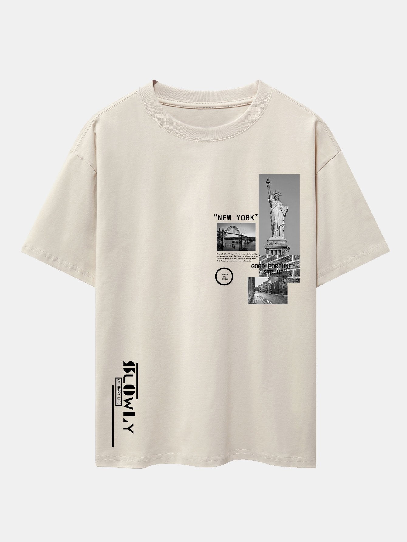 New York Architecture Print Drop Shoulder Oversize T-Shirt