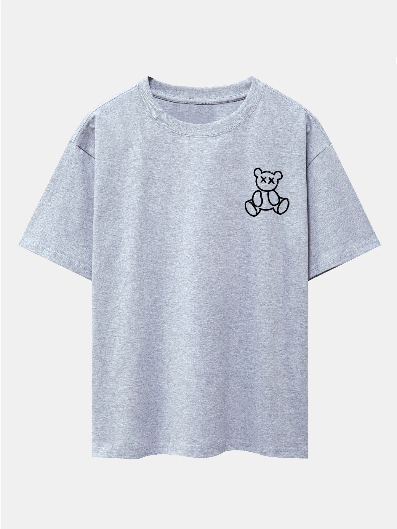 Bear On Vacation Print Drop Shoulder Oversize T-Shirt