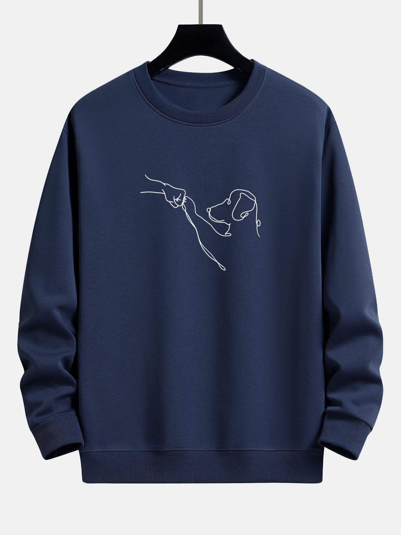 Sweat-shirt Coupe Relax à Imprimé Dessin au Trait de Chien