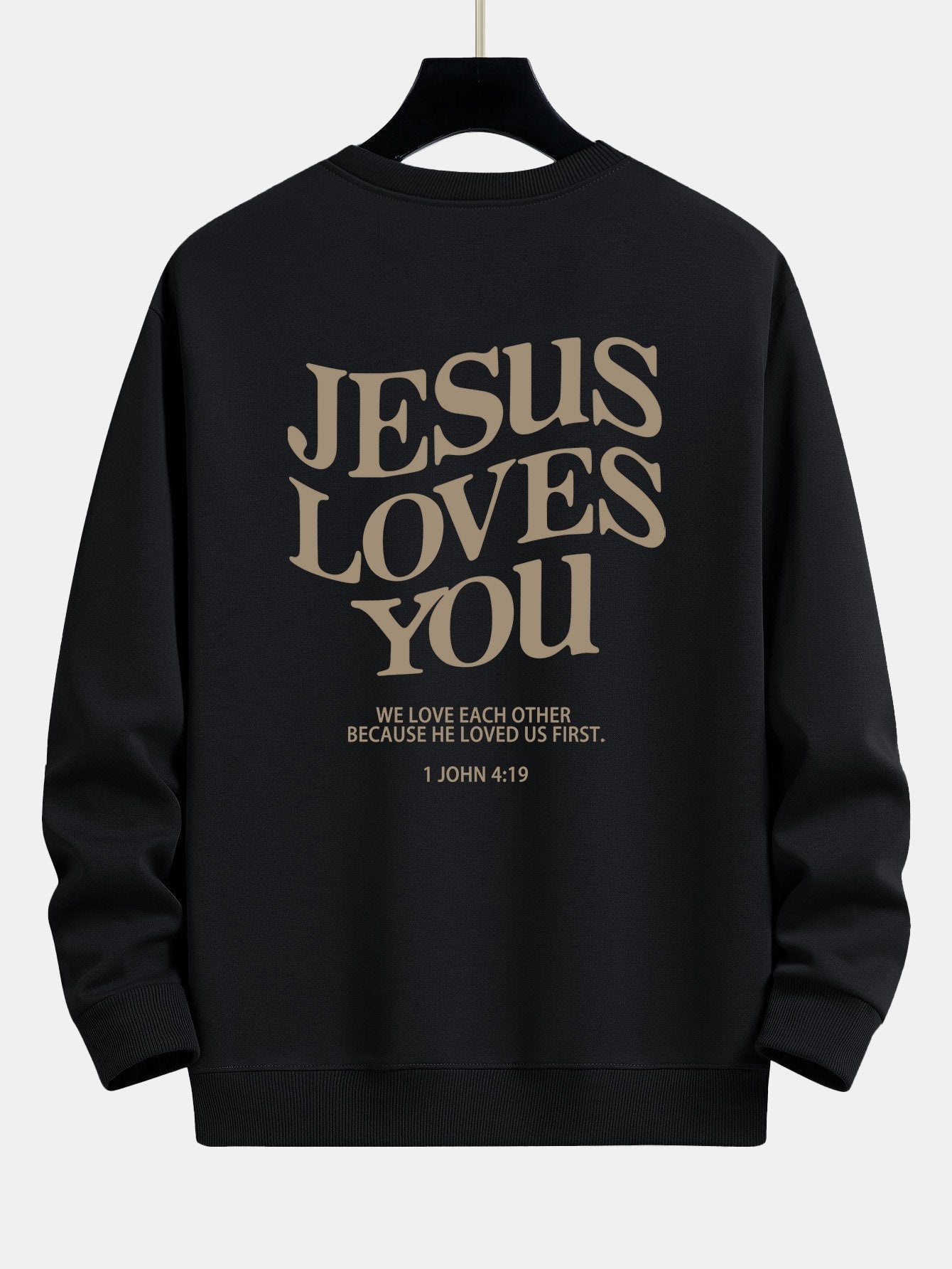 Sweat-shirt coupe décontractée à imprimé Jesus Loves You Back