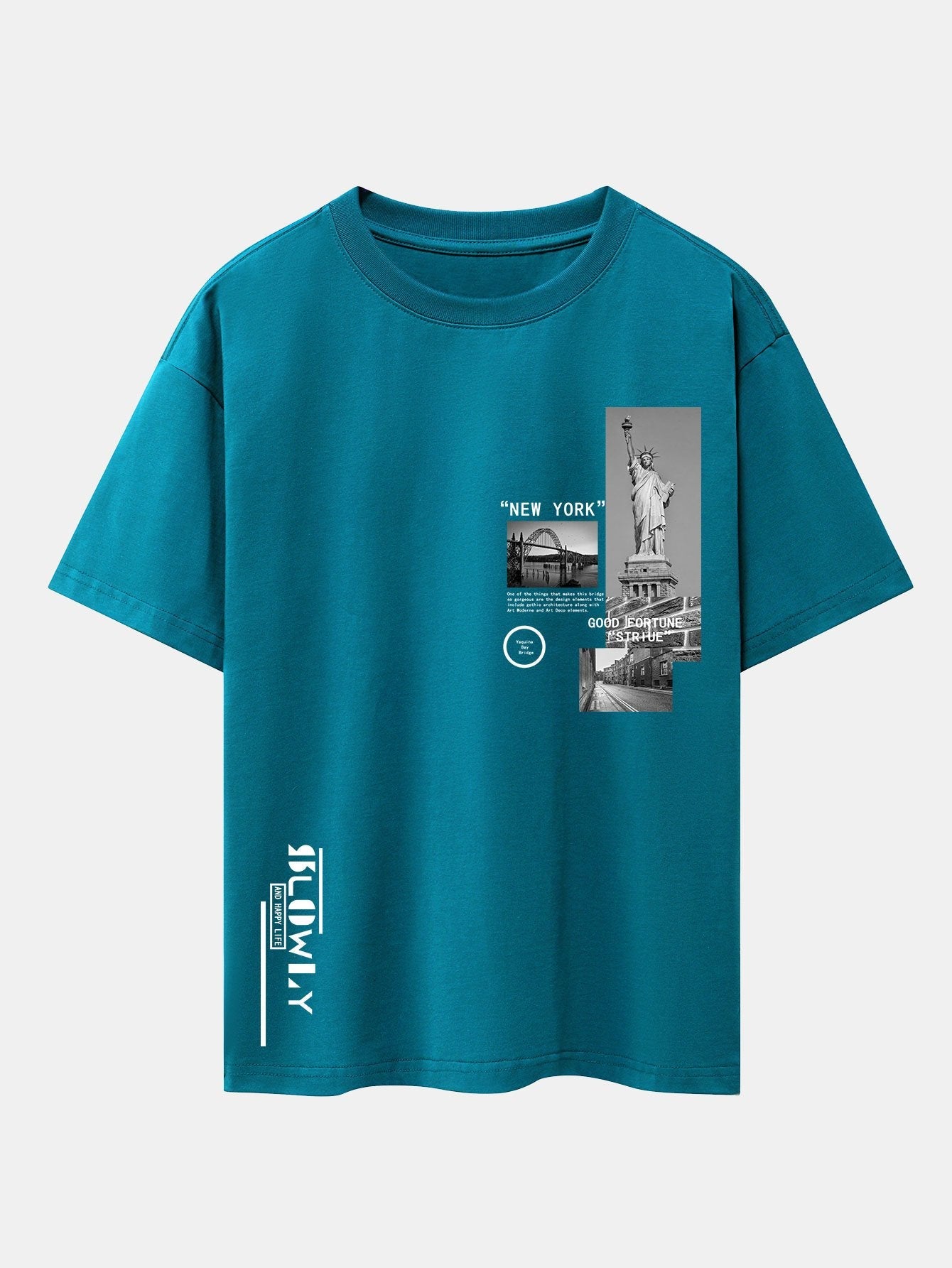 New York Architecture Print Drop Shoulder Oversize T-Shirt