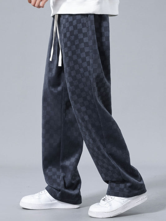 Pantalon droit à damier