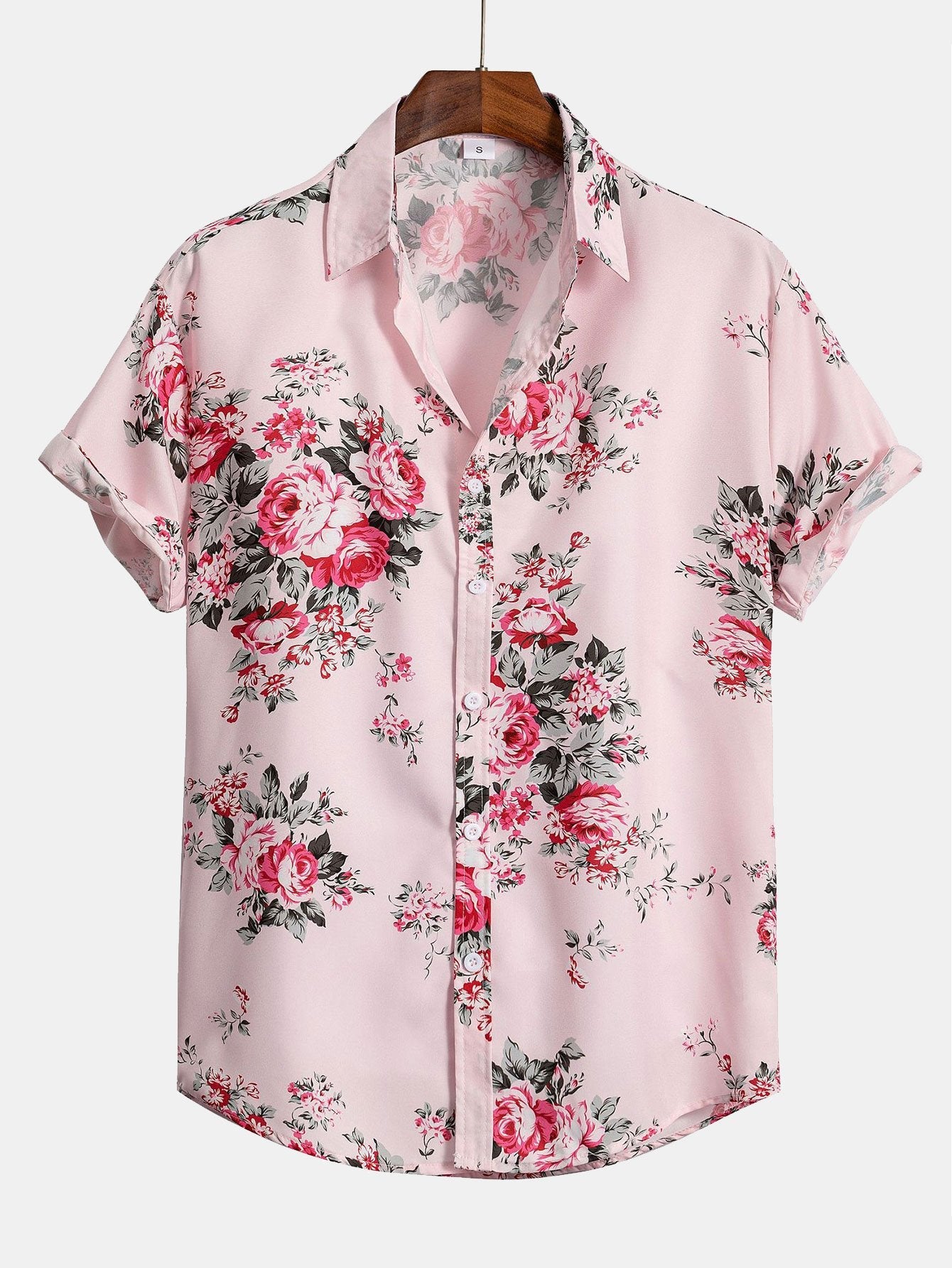 Chemise boutonnée à imprimé floral rose