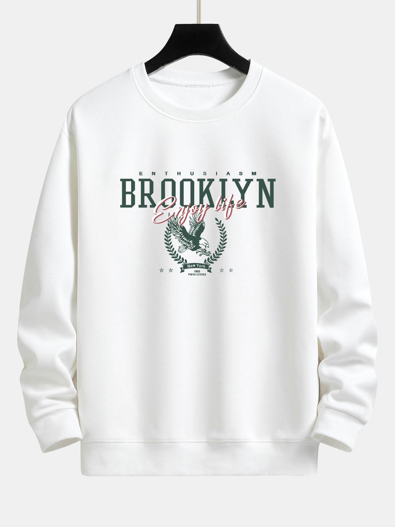 Sweat-shirt coupe décontractée à imprimé Brooklyn Eagle