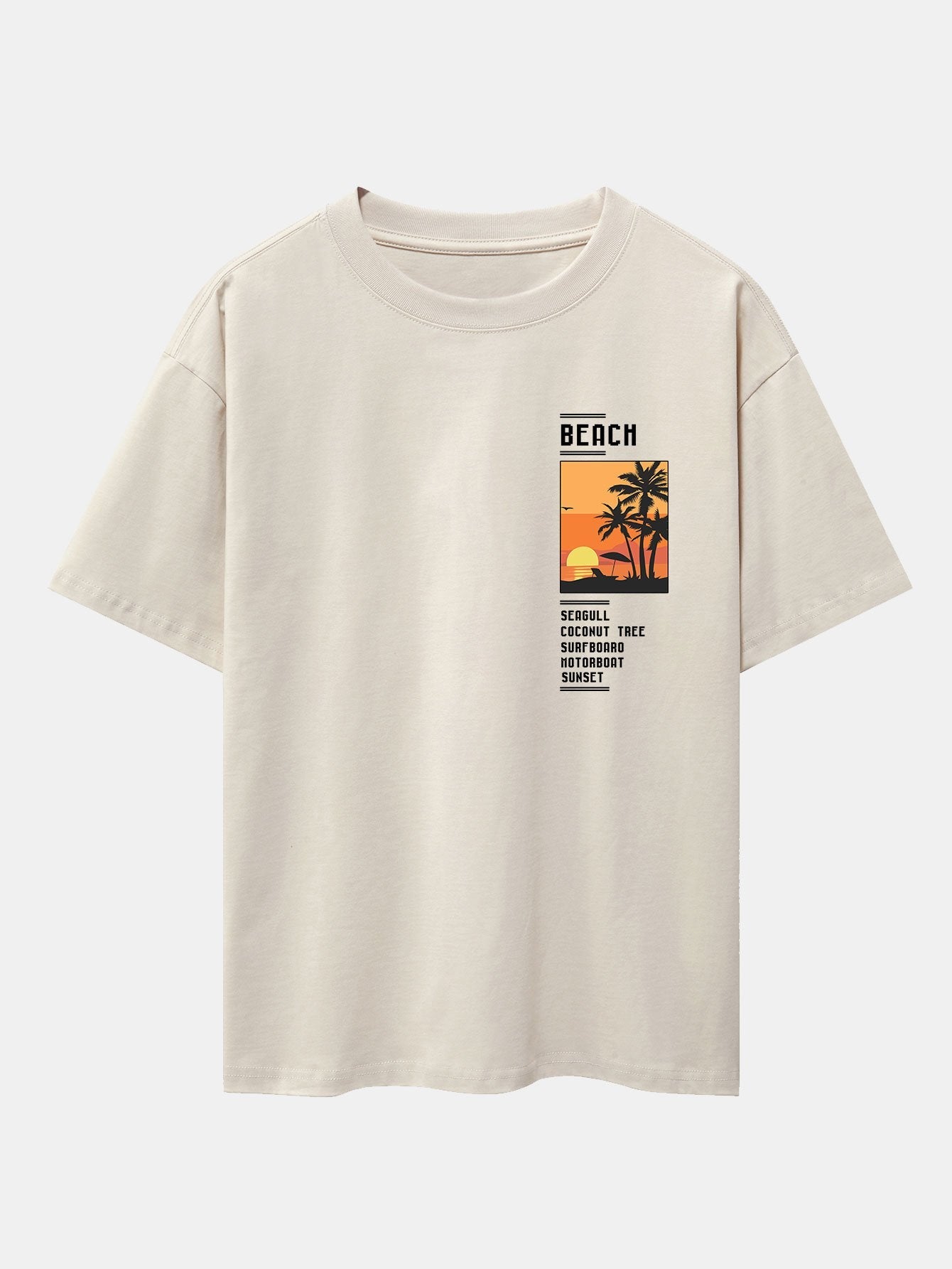 Beach Scenery Slogan Print Drop Shoulder Oversize T-Shirt