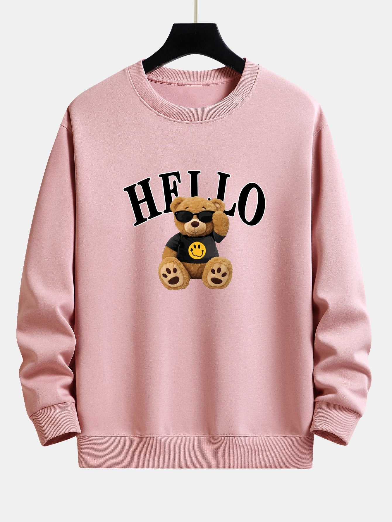 Hello Sunglasses - Sweat-shirt coupe décontractée à imprimé ours