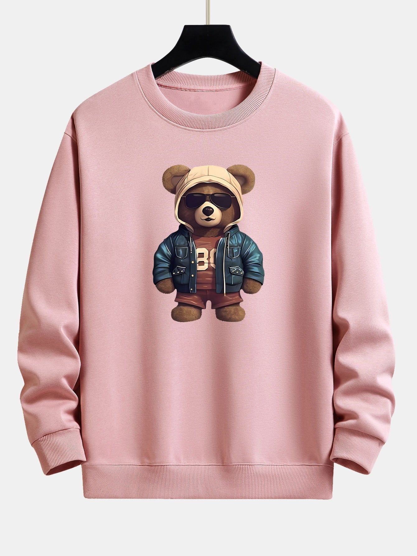 Bear In Leather Jacket Print Relax Fit Sweatshirt